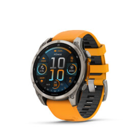 010-02904-11 GARMIN fēnix 8, 47 mm, AMOLED Sapphire, Titanium avec bracelet en silicone orange/graphite