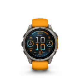 010-02904-11 GARMIN fēnix 8, 47 mm, AMOLED Sapphire, Titanium avec bracelet en silicone orange/graphite